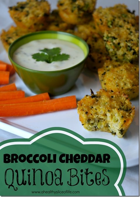 broccoli cheddar quinoa bites- pin image